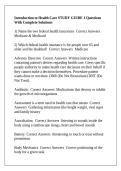 Introduction to Health Care STUDY GUIDE 1 Questions With Complete Solutions