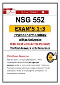 &lpar;Exams 1&ndash;3 & Study Guide&rpar; for NSG 552 Psychopharmacology Complete Exam Bundle &vert; Wilkes University