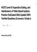 NICET Level III Inspection&comma;Testing&comma; and Maintenance of Water Based Systems Practice Test&lpar;Latest 2026 Update&rpar; 100&percnt; Verified Questions & Answers &vert; Grade A