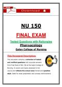 NU 150 Final Exam Pharmacology Tested Questions &lpar;2026&sol;2027&rpar; PDF &vert; Nursing &vert; Galen College