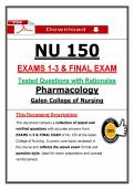 NU 150 Exams 1&ndash;3 & Final Pharmacology Tested Questions &lpar;2026&sol;2027&rpar; PDF &vert; Nursing &vert; Galen College