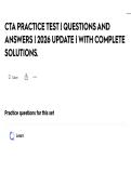 CTA PRACTICE TEST &vert; QUESTIONS AND ANSWERS &vert; 2026 UPDATE &vert; WITH COMPLETE SOLUTIONS&period;
