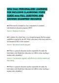 WGU D662 PERSONALIZED LEARNING  FOR INCLUSIVE CLASSROOMS STUDY  GUIDE 2026 FULL QUESTIONS AND  ANSWERS EXAMPREP RESOURCE 