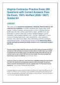 Virginia Contractor Practice Exam 200  Questions with Correct Answers Pass  the Exam&comma; 100&percnt; Verified &lpar;2026 &sol; 2027&rpar;  Graded A&plus; 