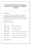 ACI Concrete Field Testing Technician Grade I Exam &ndash; American Concrete Institute &vert; Questions and Correct Answers Study Guide