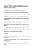 BIOL 373L UNIT 7A AND 7B METABOLISM AND ENERGY BALANCE QUESTIONS WITH VERIFIED ACCURATE ANSWERS