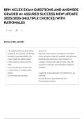 BPH NCLEX EXAM QUESTIONS AND ANSWERS GRADED A&plus; ASSURED SUCCESS NEW UPDATE 2025&sol;2026 &lpar;MULTIPLE CHOICES&rpar; WITH RATIONALES
