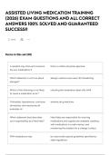 ASSISTED LIVING MEDICATION TRAINING &lpar;2026&rpar; EXAM QUESTIONS AND ALL CORRECT ANSWERS 100&percnt; SOLVED AND GUARANTEED SUCCESS&excl;&excl;