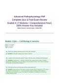 Advanced Pathophysiology FNP Complete Quiz & Final Exam Review Graded A &vert; 7 Modules &plus; Comprehensive Final &vert; 100&percnt; Answer Key Included