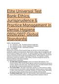 2026&sol;2027 Test Bank&colon; Ethics&comma; Jurisprudence&comma; and Practice Management in Dental Hygiene - Kimbrough & Lautar &lpar;Complete 88 Question Prep&rpar;