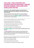 CAIA LEVEL I FINAL EXAM PREP 2026 &vert; ACCURATE PRACTICE QUESTIONS & VERIFIED DETAILED ANSWERS &vert; HIGH-SCORE STUDY GUIDE &lpar;LATEST EDITION&rpar;