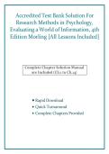 Accredited Test Bank & Solution Guide for Research Methods in Psychology&colon; Evaluating a World of Information&comma; 4th Edition by Beth Morling &mdash; All Lessons Included &lpar;Verified Answers&rpar;