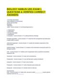BIOLOGY HAMLIN 1201 EXAM 1 QUESTIONS & VERIFIED CORRECT ANSWERS