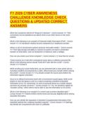 FY 2026 CYBER AWARENESS CHALLENGE KNOWLEDGE CHECK QUESTIONS & UPDATED CORRECT ANSWERS