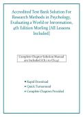 Accredited Test Bank & Solution Guide for Research Methods in Psychology&colon; Evaluating a World of Information&comma; 4th Edition by Beth Morling &mdash; All Lessons Included &lpar;Verified Answers&rpar;
