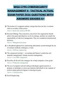 WGU C795 CYBERSECURITY MANAGEMENT II - TACTICAL ACTUAL EXAM PAPER 2026 QUESTIONS WITH ANSWERS GRADED A&plus;