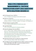 WGU C795 CYBERSECURITY MANAGEMENT II - TACTICAL CERTIFICATION SCRIPT 2026 QUESTIONS WITH SOLUTIONS GRADED A&plus;