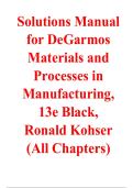 Solutions Manual for DeGarmo&rsquo;s Materials and Processes in Manufacturing 13th Edition &ndash; Black 2026 Update