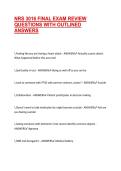 NRS 3016 FINAL EXAM REVIEW QUESTIONS WITH OUTLINED ANSWERS