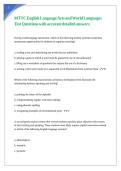 MTTC English Language Arts and World Languages Test Questions with accurate detailed answers 
