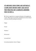 ATI MEDSURG ENDOCRINE AND METABOLIC  COMPLAINTS PRACTICE EXAM 2026 TEST  PAPER QUESTIONS AND SOLUTIONS FULL  REVIEW A&plus; 