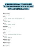 WGU C804 MEDICAL TERMINOLOGY ACTUAL EXAM PAPER 2026 QUESTIONS WITH ANSWERS GRADED A&plus;