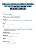 WGU C804 MEDICAL TERMINOLOGY FINAL TEST 2026 QUESTIONS WITH CORRECT ANSWERS GRADED A&plus;