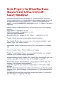 Texas Property Tax Consultant Exam Questions and Answers Newest &vert; Already Graded A&plus;
