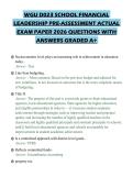 WGU D023 SCHOOL FINANCIAL LEADERSHIP PRE-ASSESSMENT ACTUAL EXAM PAPER 2026 QUESTIONS WITH ANSWERS GRADED A&plus;