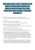 WGU D030 UUM1 TASK 1&vert; SERVICE PLAN BRIEF FOR WELLNESS CENTER FOR MENTAL HEALTH FINAL TEST 2026 QUESTIONS WITH CORRECT ANSWERS GRADED A&plus;