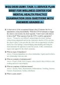 WGU D030 UUM1 TASK 1&vert; SERVICE PLAN BRIEF FOR WELLNESS CENTER FOR MENTAL HEALTH PRACTICE EXAMINATION 2026 QUESTIONS WITH ANSWERS GRADED A&plus;WGU D030 UUM1 TASK 1&vert; SERVICE PLAN BRIEF FOR WELLNESS CENTER FOR MENTAL HEALTH PRACTICE EXAMINATION 2026 QUESTIONS WIT