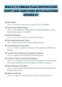WGU D117 FEMALE PLAN CERTIFICATION SCRIPT 2026 QUESTIONS WITH SOLUTIONS GRADED A&plus;