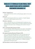 WGU D117 FEMALE PLAN FINAL TEST 2026 QUESTIONS WITH CORRECT ANSWERS GRADED A&plus;