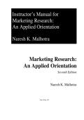 Solutions Manual for Marketing Research&colon; An Applied Orientation 7th Edition &ndash; Naresh Malhotra 2026 Update