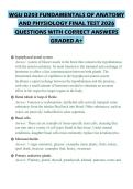 WGU D203 FUNDAMENTALS OF ANATOMY AND PHYSIOLOGY FINAL TEST 2026 QUESTIONS WITH CORRECT ANSWERS GRADED A&plus;