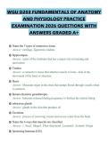 WGU D203 FUNDAMENTALS OF ANATOMY AND PHYSIOLOGY PRACTICE EXAMINATION 2026 QUESTIONS WITH ANSWERS GRADED A&plus;