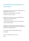 crime analysis final exam questions with correct answers