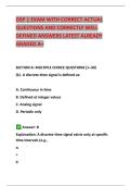 DSP 1 EXAM WITH CORRECT ACTUAL  QUESTIONS AND CORRECTLY WELL  DEFINED ANSWERS LATEST ALREADY  GRADED A&plus;
