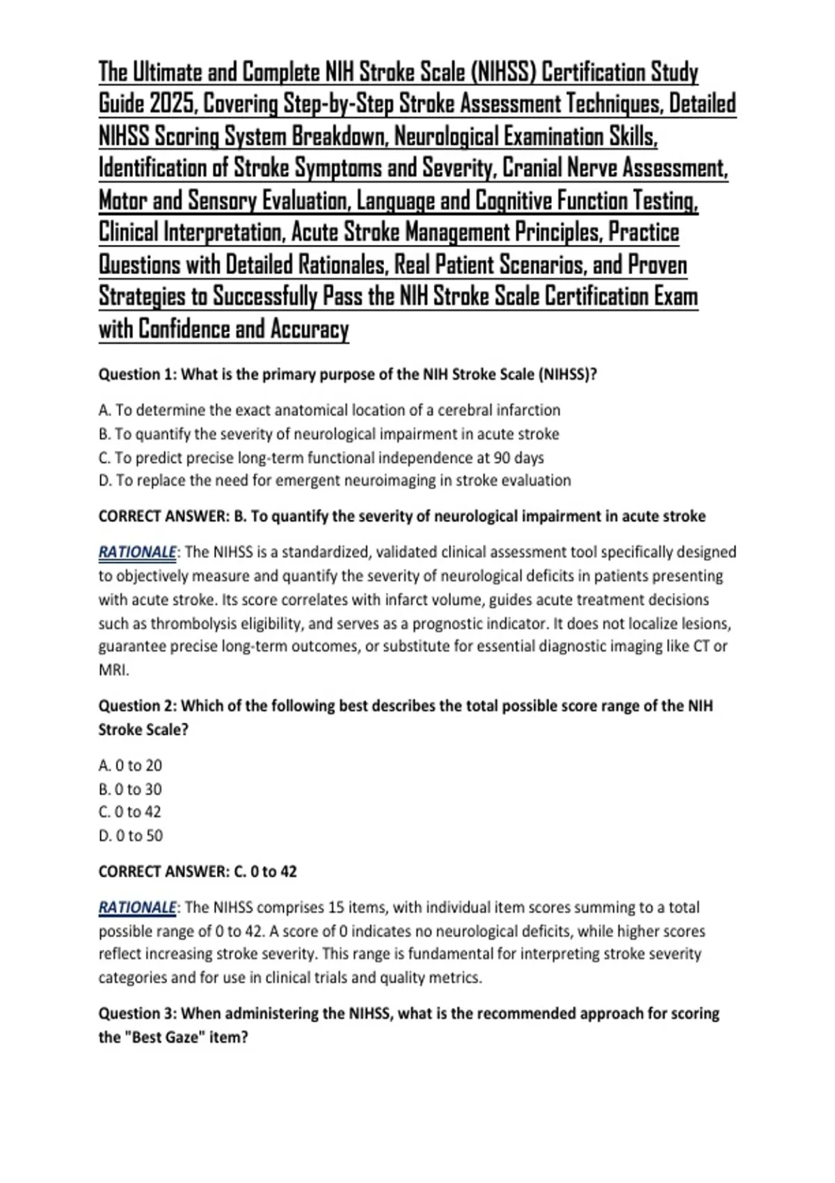 Nih Guide.pdf The Ultimate and Complete NIH Stroke Scale (NIHSS) Certification Study ...