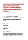 NURS 5334 ANTIMICROBIAL RECALL QUIZ  EXAM WITH CORRECT ACTUAL  QUESTIONS AND CORRECTLY WELL  DEFINED ANSWERS LATEST ALREADY  GRADED A&plus; 