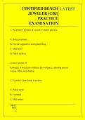 CERTIFIED BENCH  JEWELER &lpar;CBJ&rpar;  PRACTICE  EXAMINATION QUESTIONS AND ANSWERS 2026 - 2027