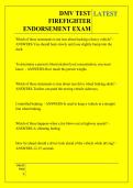 DMV TEST  FIREFIGHTER  ENDORSEMENT EXAM QUESTIONS AND ANSWERS 2026 - 2027