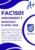 FAC1501 ASSIGNMENT 3 SEMESTER  1 2026 &ast;COMPLETE ANSWERS&ast; DUE DATE 13 APRIL 2026