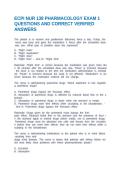 ECPI NUR 138 PHARMACOLOGY EXAM 1 QUESTIONS AND CORRECT VERIFIED ANSWERS