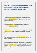 DMV TEST FIREFIGHTER ENDORSEMENT EXAM  &vert; FREQUENTLY TESTED QUESTIONS WITH  CORRECT ANSWERS &vert; BRAND NEW&excl; 