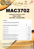 MAC3702 Assignment 2 &lpar;COMPLETE ANSWERS&rpar; Semester 1 2026 - DUE 22 April 2026