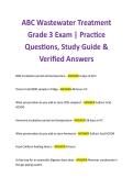ABC Wastewater Treatment  Grade 3 Exam &vert; Practice  Questions&comma; Study Guide &  Verified Answers