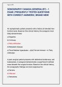 SONOGRAPHY CANADA &lpar;GENERALIST&rpar; - 1  EXAM &vert; FREQUENTLY TESTED QUESTIONS  WITH CORRECT ANSWERS &vert; BRAND NEW&excl;