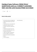 HubSpot Sales Software &lpar;2026&rpar; EXAM QUESTIONS AND ALL CORRECT ANSWERS 100&percnt; SOLVED AND GUARANTEED SUCCESS&excl;&excl;
