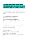 ATI RN NURSING CARE OF CHILDREN  PROCTORED COMPREHENSIVE TEST 2026  QUESTIONS WITH SOLUTIONS GRADED A&plus; 